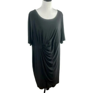 Roz & Ali Dress Women Plus 24 Black Knee Length Stretch Short Sleeves LBD Event
